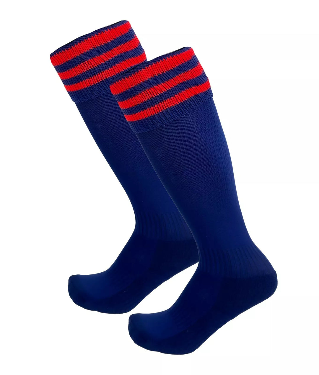 Navy with Red Stripes - Euro Style Football Socks - Just 4 Kick image 0