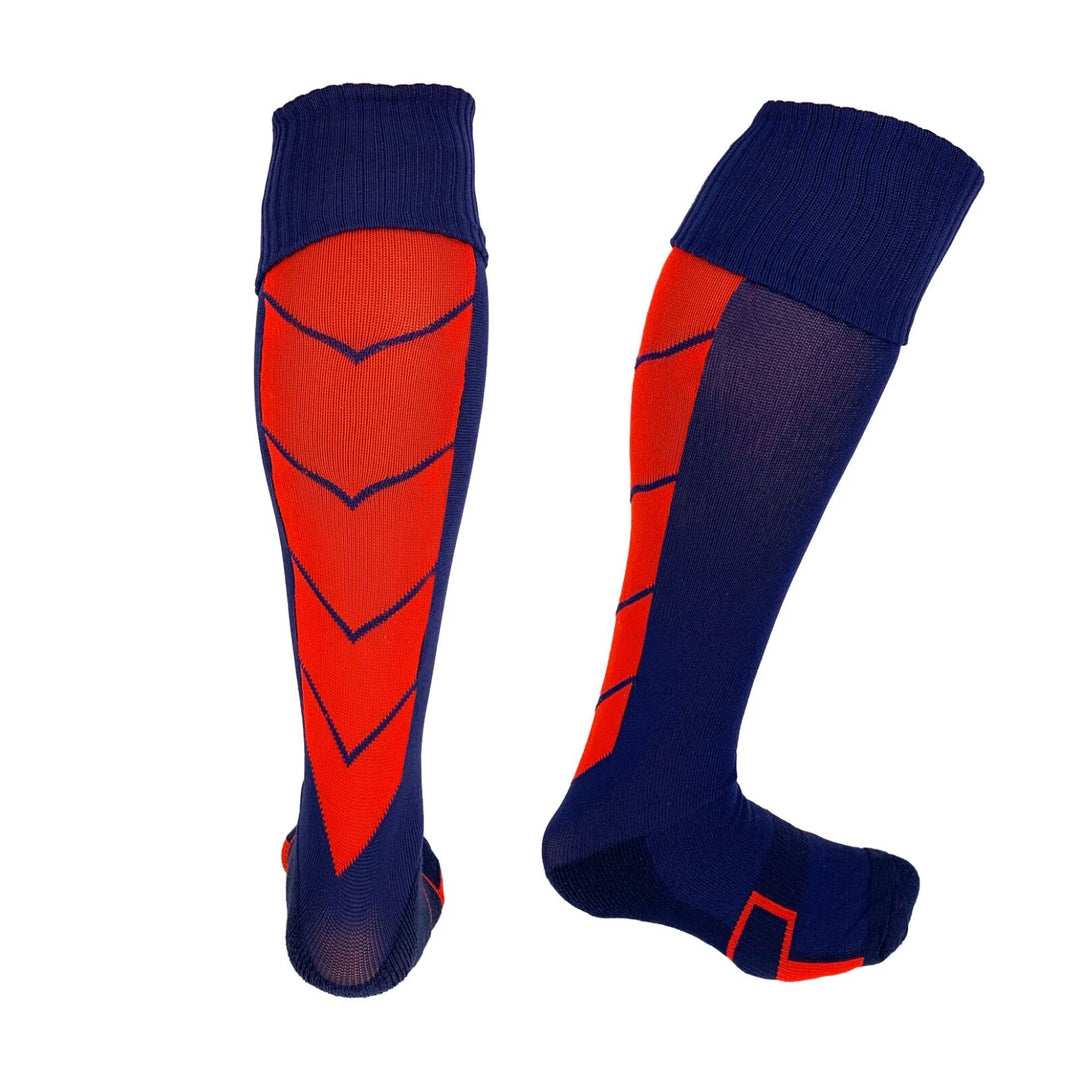 Navy with Red Accents - Striker Style Soccer Socks - Just 4 Kicks image 0