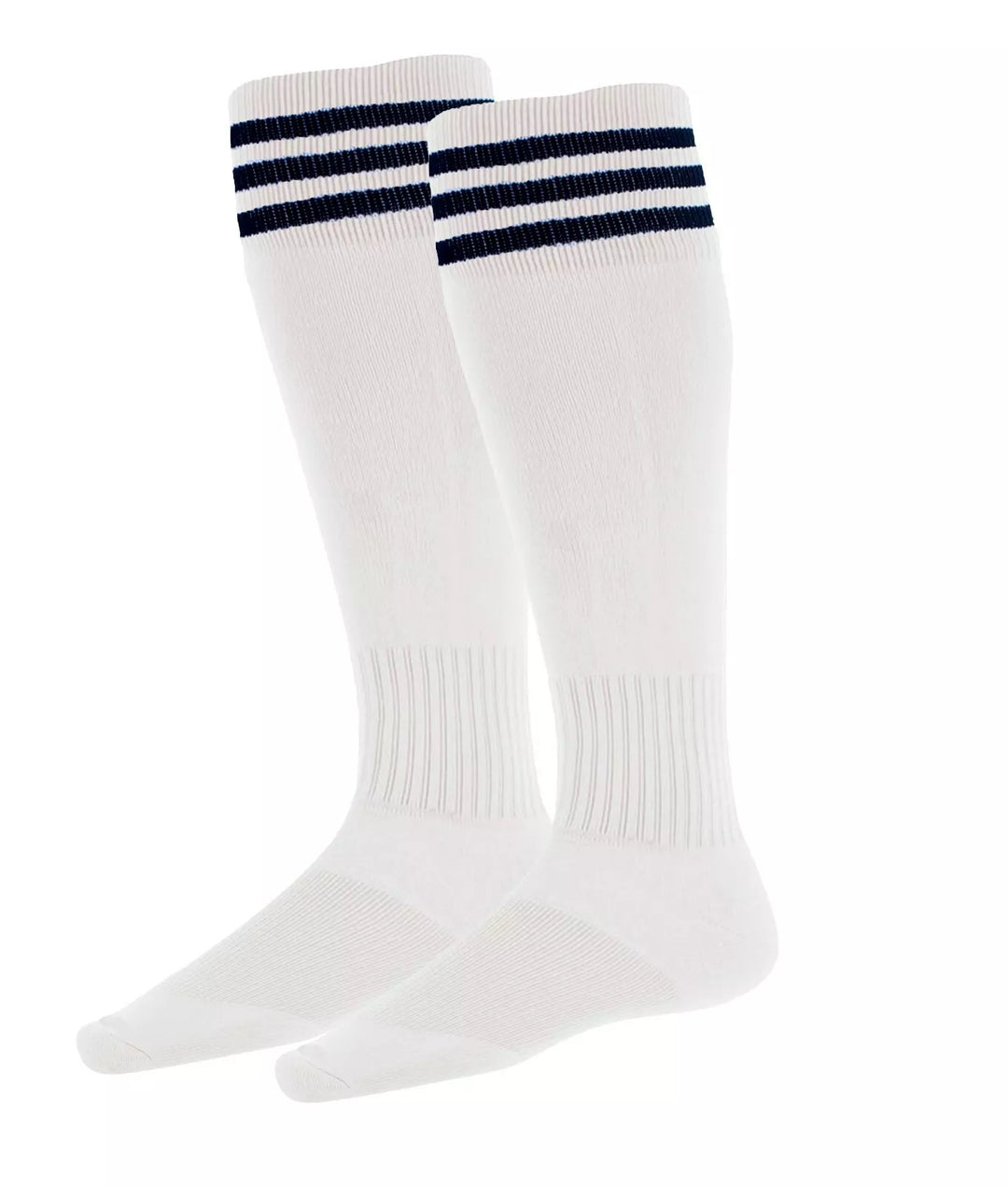 White with Black Stripes - Euro Style Football Socks - Just 4 Kick image 0