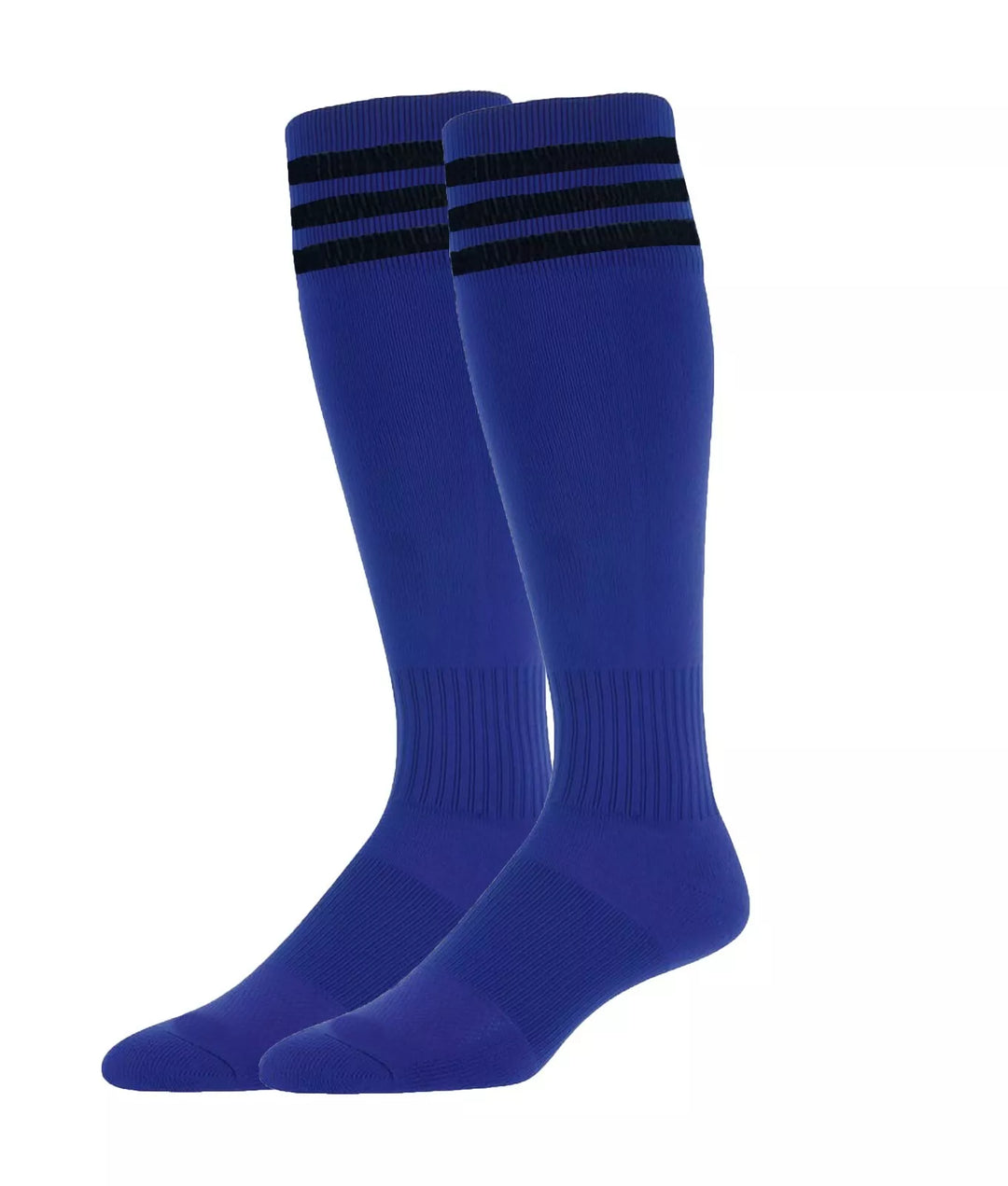 Royal with Black Stripes - Euro Style Football Socks - Just 4 Kick image 0
