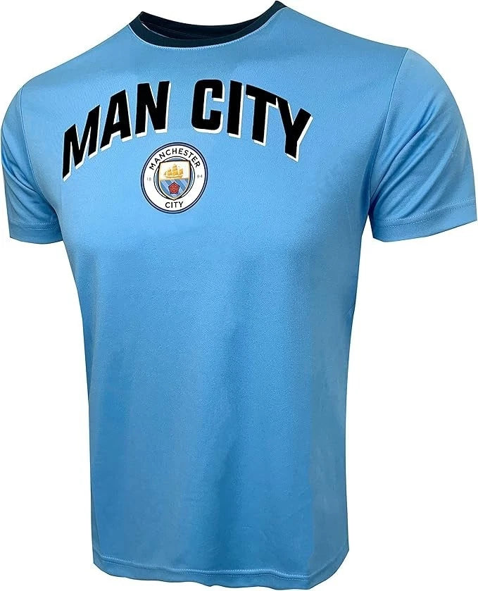 Official Manchester City Youth Sky Blue Poly Tee - Icon Sports image 0