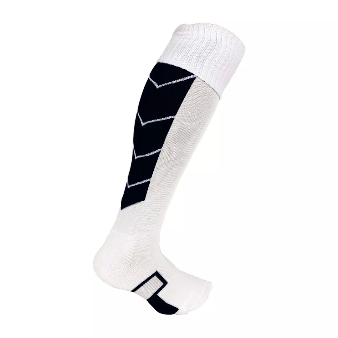 White with Black Accents - Striker Style Soccer Socks - Just 4 Kicks image 0