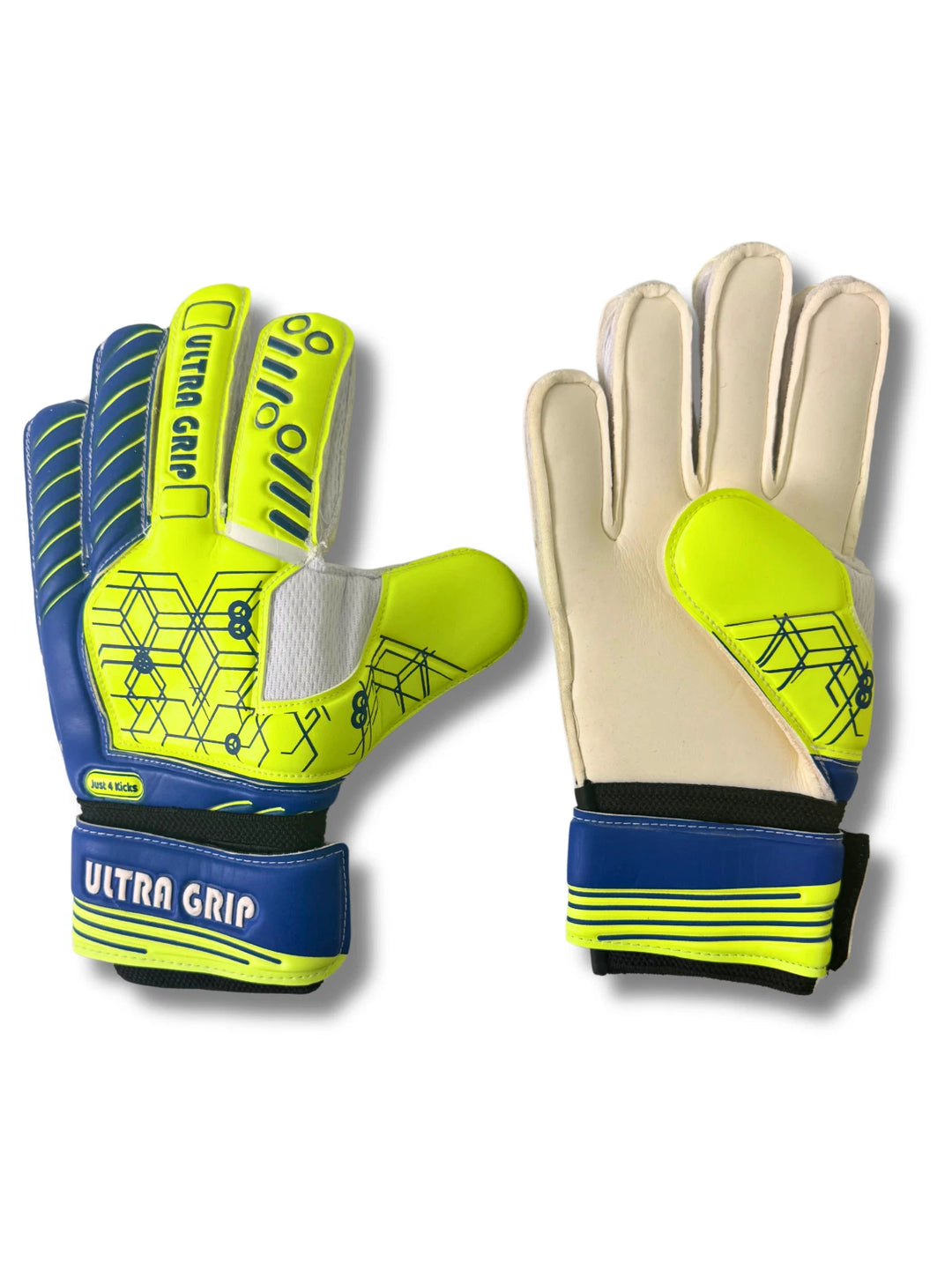 Just 4 Kicks Ultra Grip Pro Goalie Gloves - White/Blue/Neon image 0