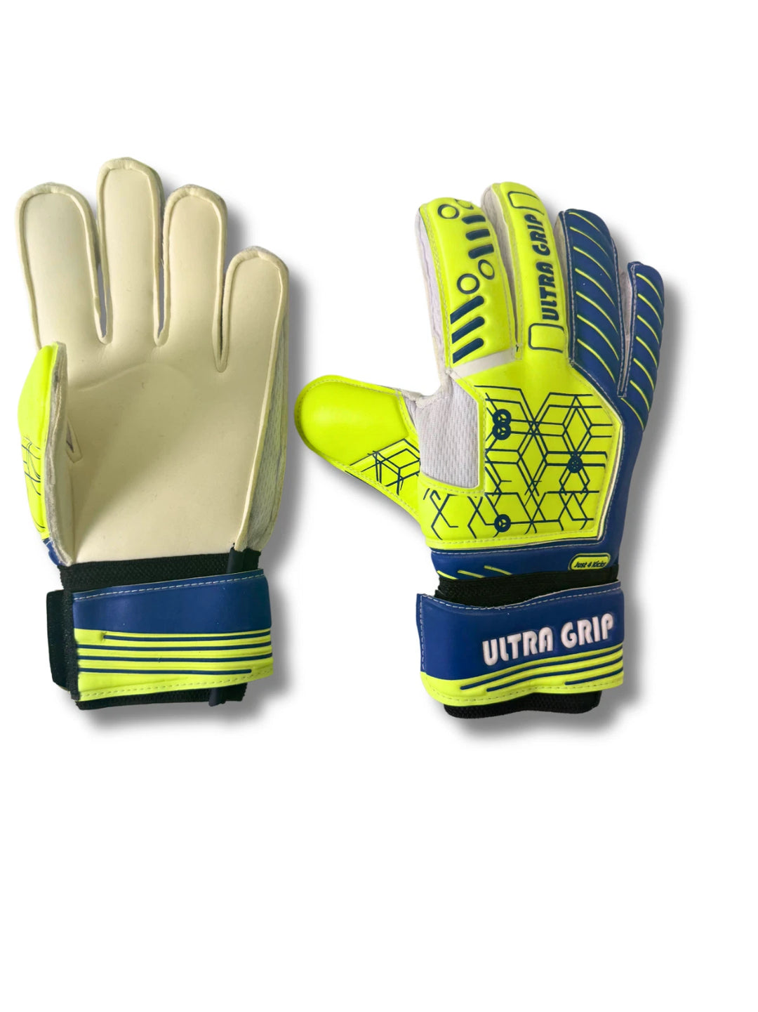 Just 4 Kicks Ultra Grip Pro Goalie Gloves - White/Blue/Neon image 1