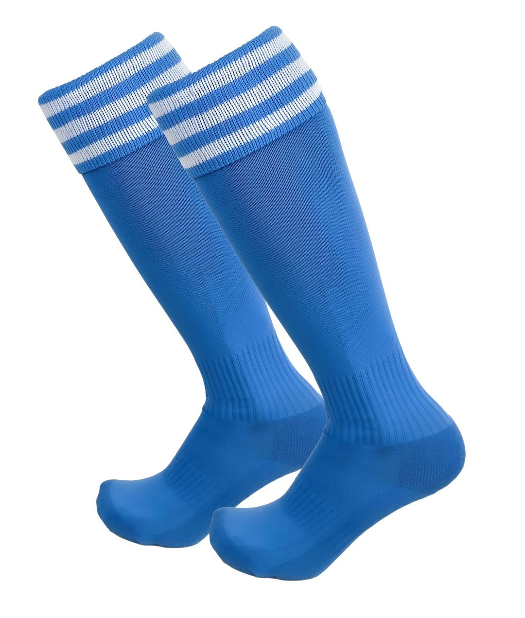 Sky Blue with White Stripes - Euro Style Football Socks - Just 4 Kick image 0