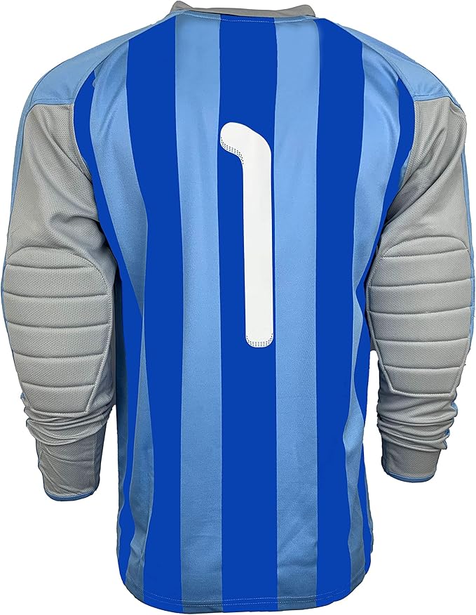 Abstract Blue Pattern Protective Soccer Goalie Jersey 