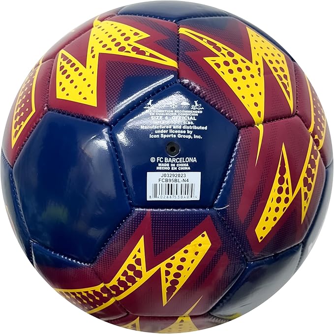 Official FC Barcelona Size 4 Soccer Ball - Navy &amp; Yellow - Icon Sports image 3
