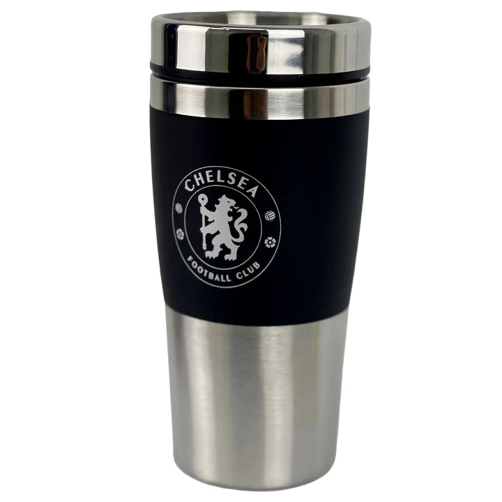 Official Chelsea Travel Mug - Black &amp; Silver - Wizzard Gifts image 0
