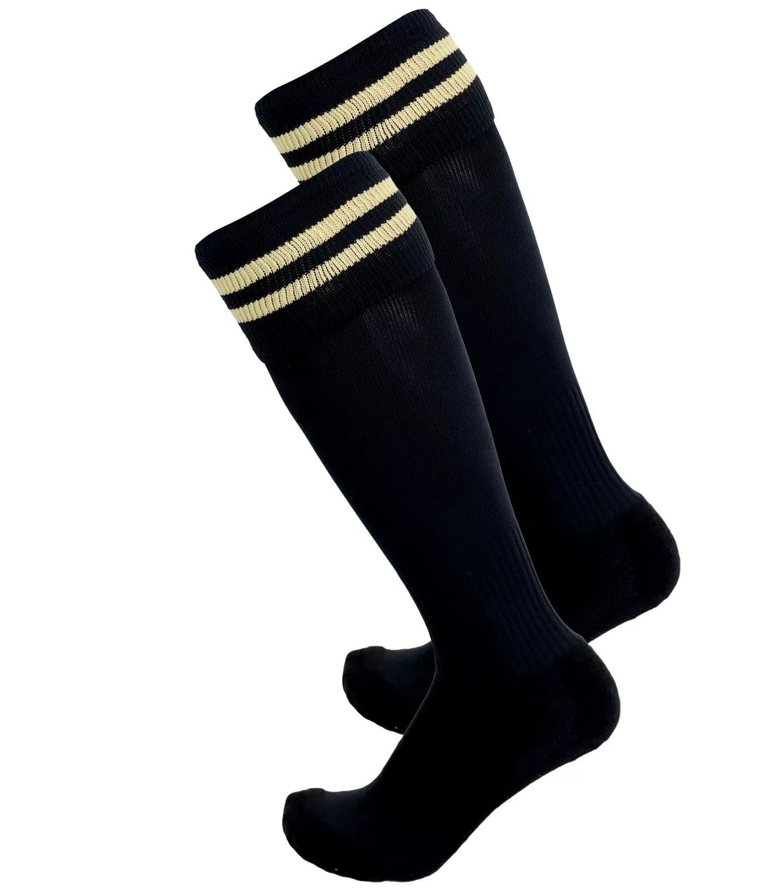 Black with Gold Stripes - Euro Style Football Socks - Just 4 Kick image 0