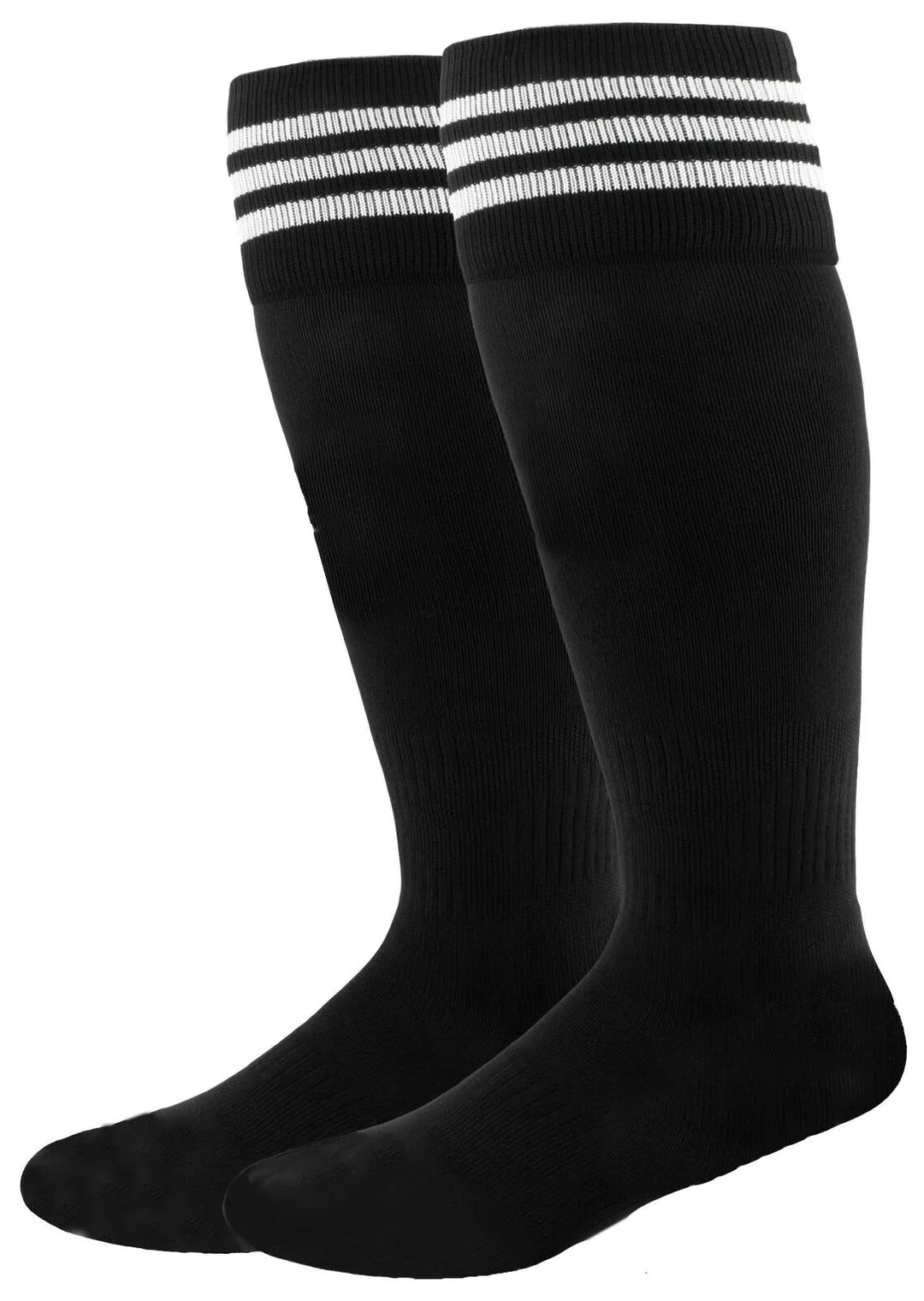Black with White Stripes - Euro Style Football Socks - Just 4 Kick image 0