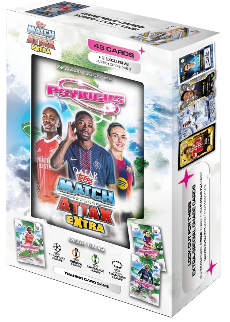Topps Match Attax Extra 2025-26 UEFA Mega Tin | 45 Cards &amp; 3 Limited Editions