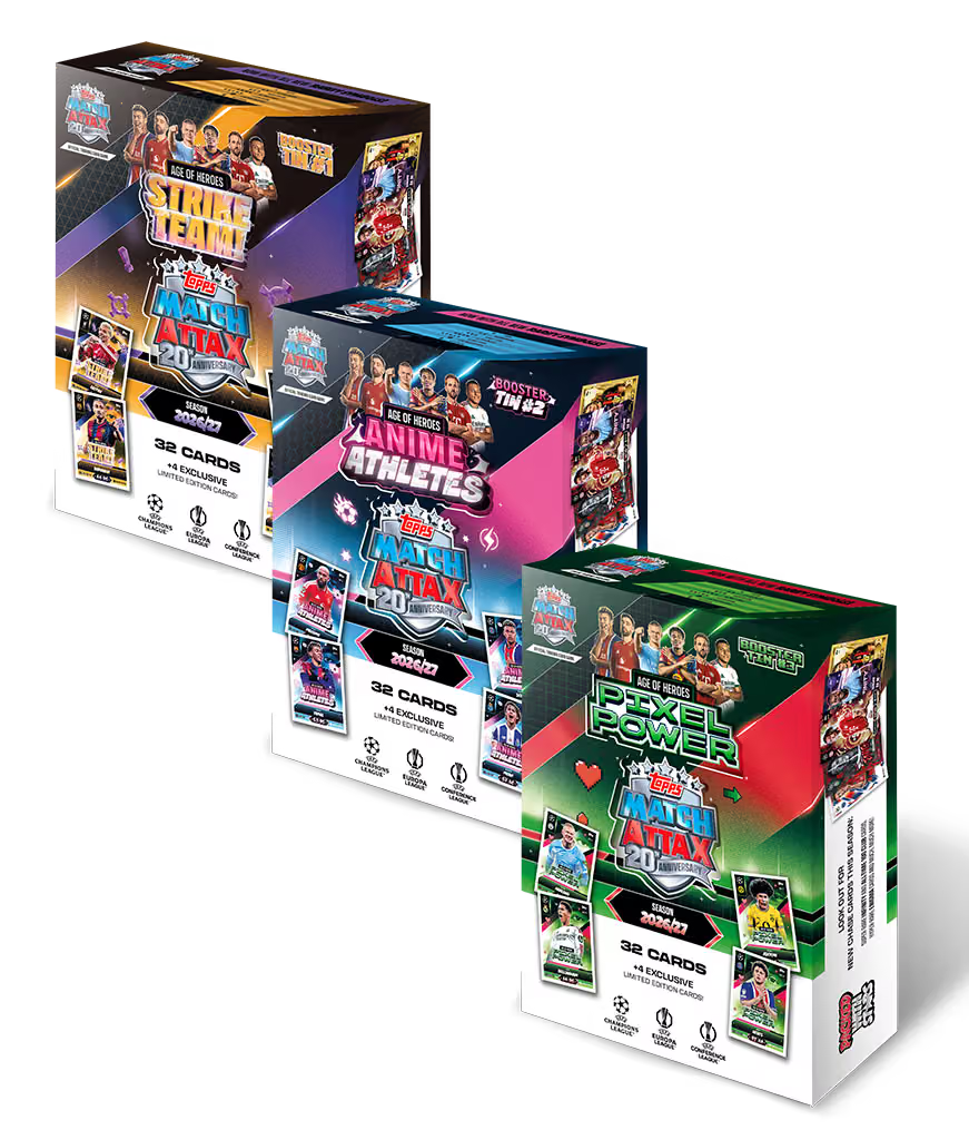Match Attax 2026/27 Booster Tin – 36 Cards + 4 Exclusive Age of Heroes LEs