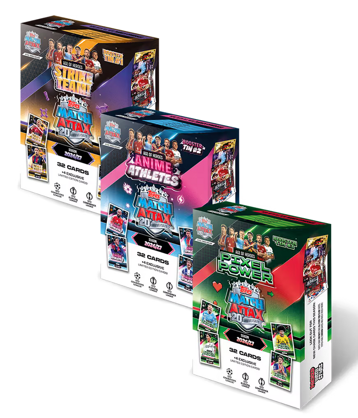 Match Attax 2026/27 Booster Tin – 36 Cards + 4 Exclusive Age of Heroes LEs