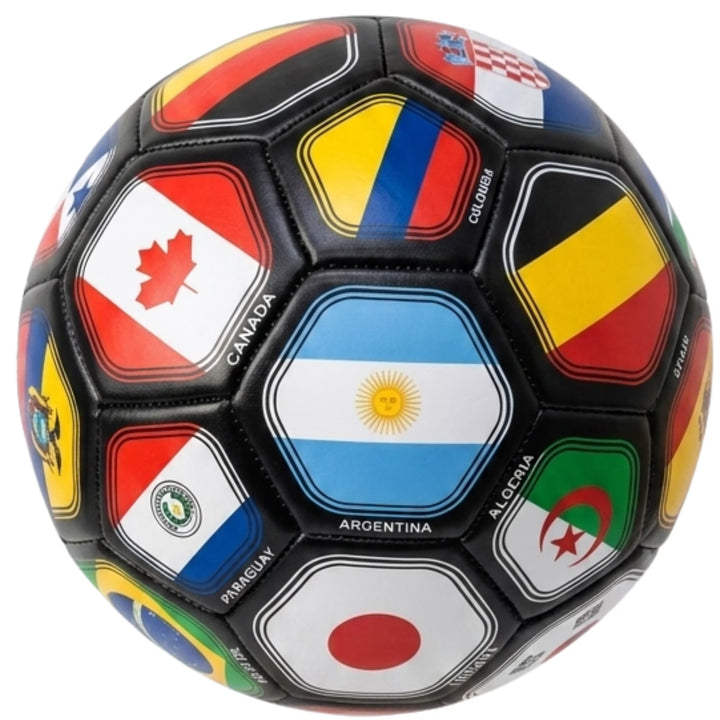 Icon Sports 2026 World Cup Flag Soccer Ball - Size 4 &amp; 5 - Durable Black PVC