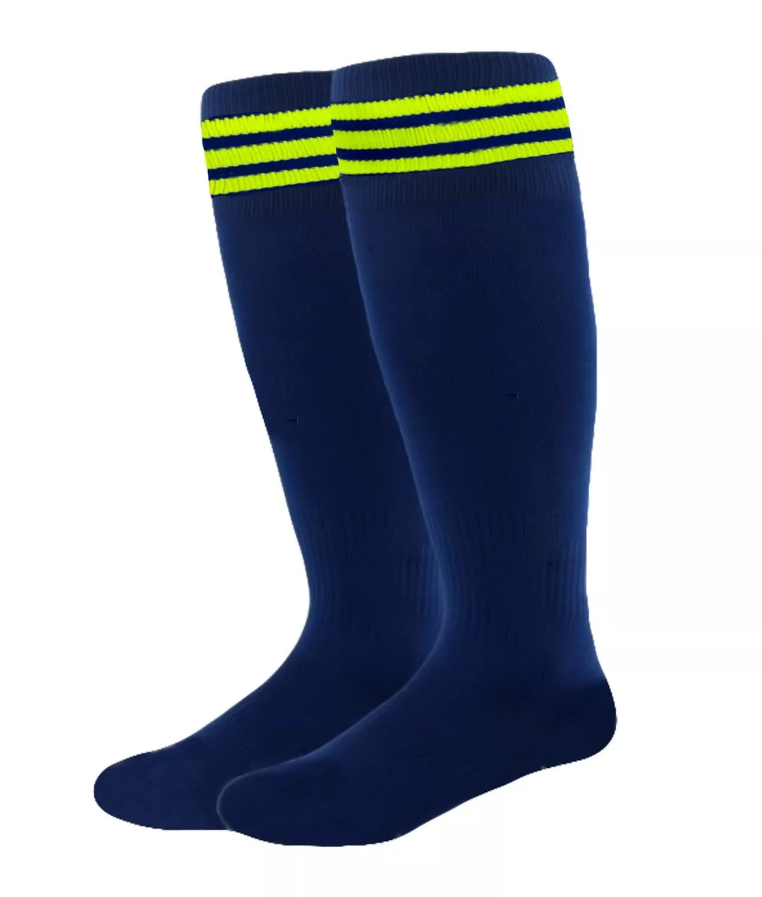 Navy with Neon Stripes - Euro Style Football Socks - Just 4 Kick image 0