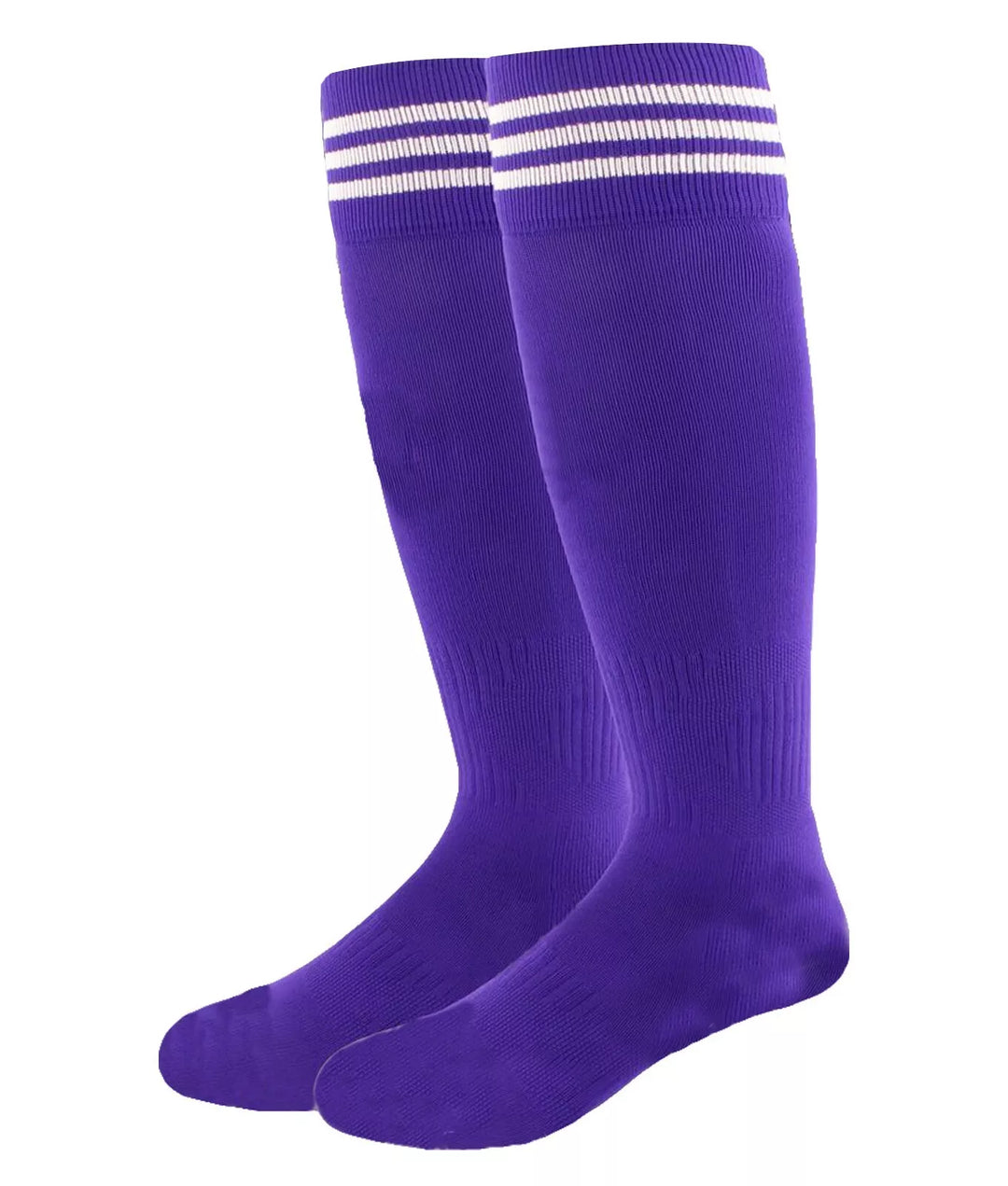 Purple with White Stripes - Euro Style Football Socks - Just 4 Kick image 0