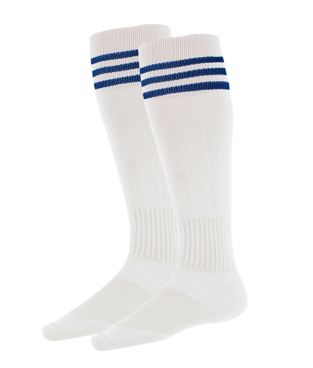 White with Navy Stripes - Euro Style Football Socks - Just 4 Kick image 0
