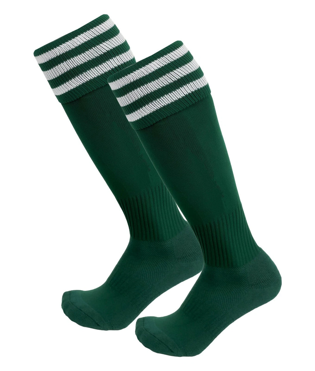 Dark Green with White Stripes - Euro Style Football Socks - Just 4 Kick image 0
