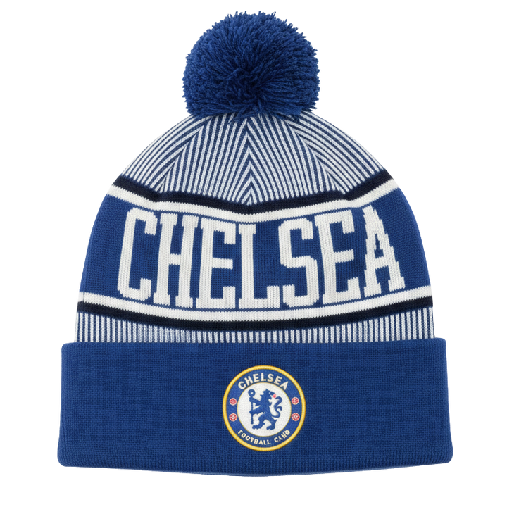 Icon Sports Chelsea FC Official Beanie | Blue EPL Pom Pom Winter Knit Hat OSFM