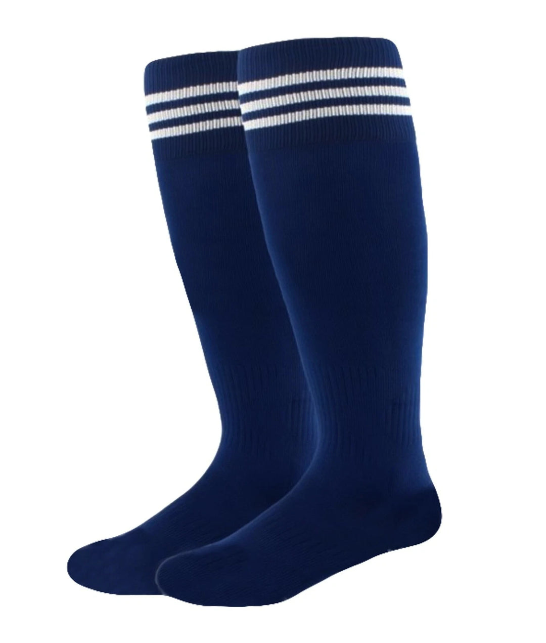 Navy with White Stripes - Euro Style Football Socks - Just 4 Kick image 0