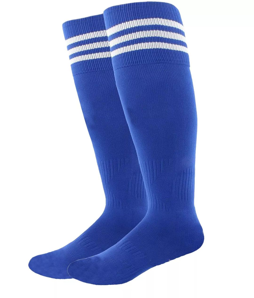 Royal with White Stripes - Euro Style Football Socks - Just 4 Kick image 0