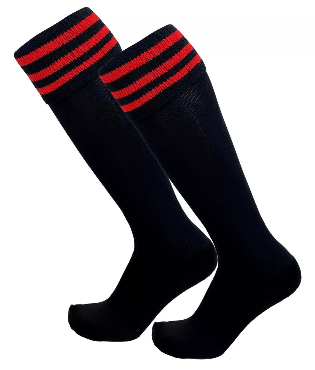 Black with Red Stripes - Euro Style Football Socks - Just 4 Kick image 0