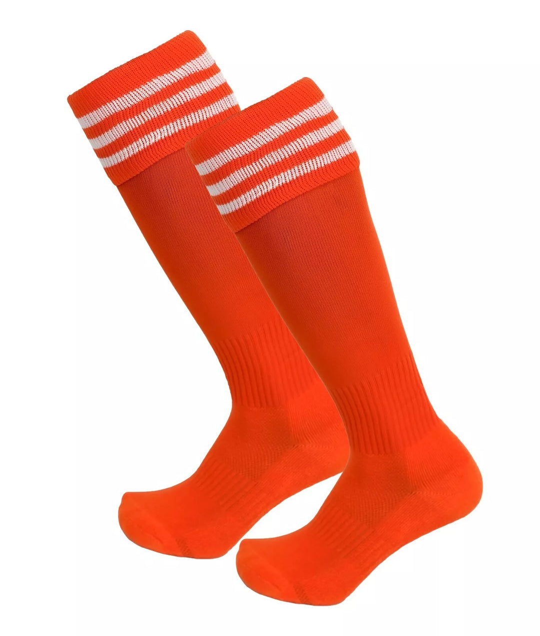 Orange with White Stripes - Euro Style Football Socks - Just 4 Kick image 0