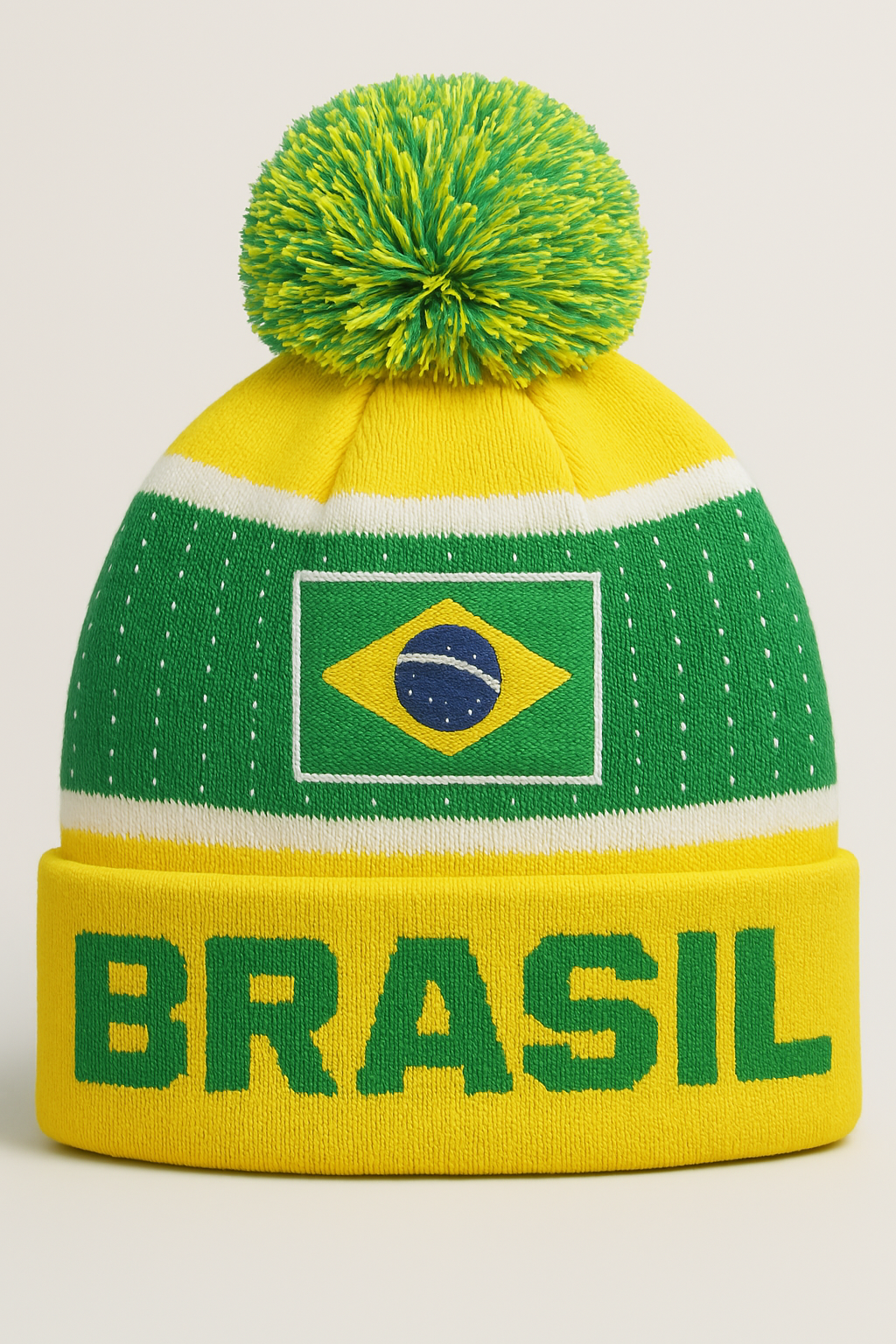 Official Brasil Flag Pom Beanie - Icon Sports image 0