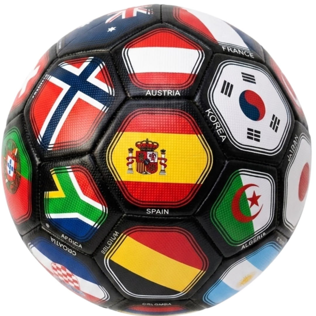 Icon Sports 2026 World Cup Flag Soccer Ball - Size 4 &amp; 5 - Durable Black PVC