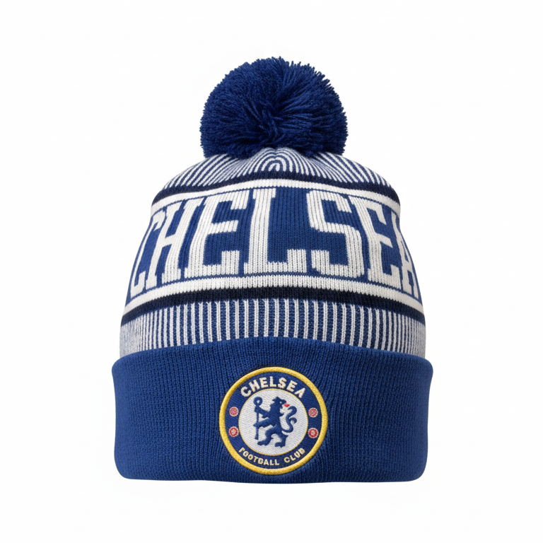 Icon Sports Chelsea FC Official Beanie | Blue EPL Pom Pom Winter Knit Hat OSFM