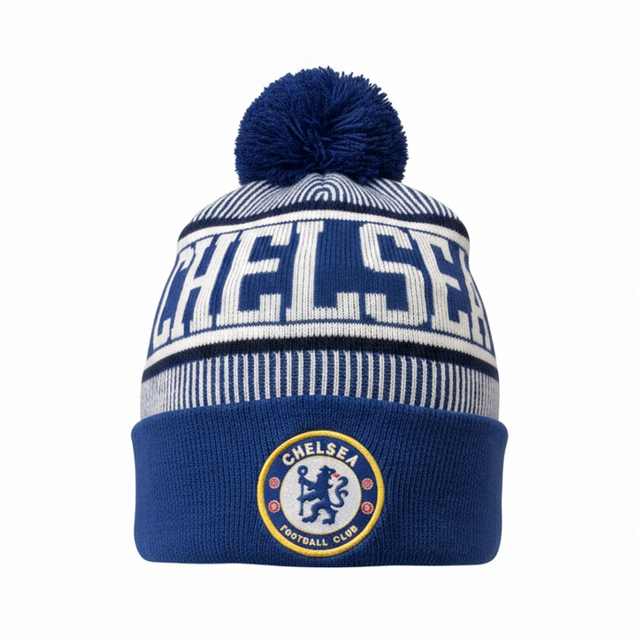 Icon Sports Chelsea FC Official Beanie | Blue EPL Pom Pom Winter Knit Hat OSFM