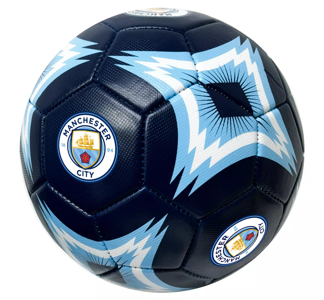 Official Manchester City Crest Soccer Ball - Navy/Sky Blue image 1