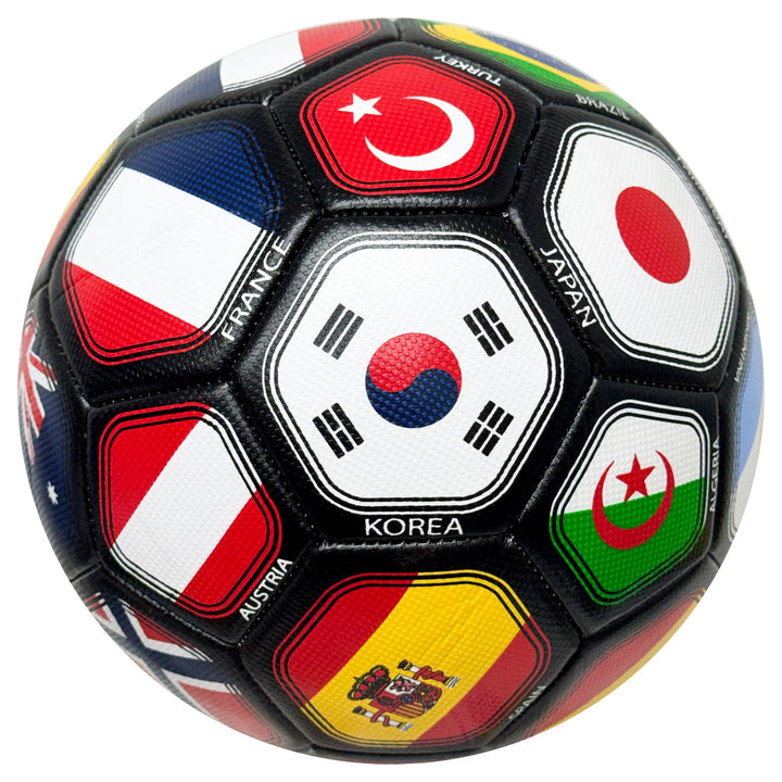 Icon Sports 2026 World Cup Flag Soccer Ball - Size 4 &amp; 5 - Durable Black PVC