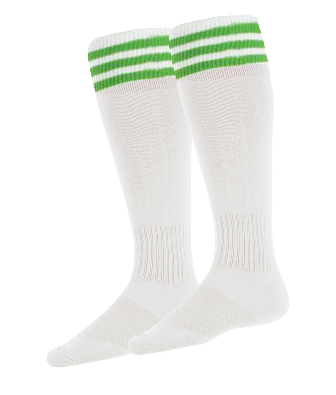 White with Kelly Green Stripes - Euro Style Football Socks - Just 4 Kick image 0