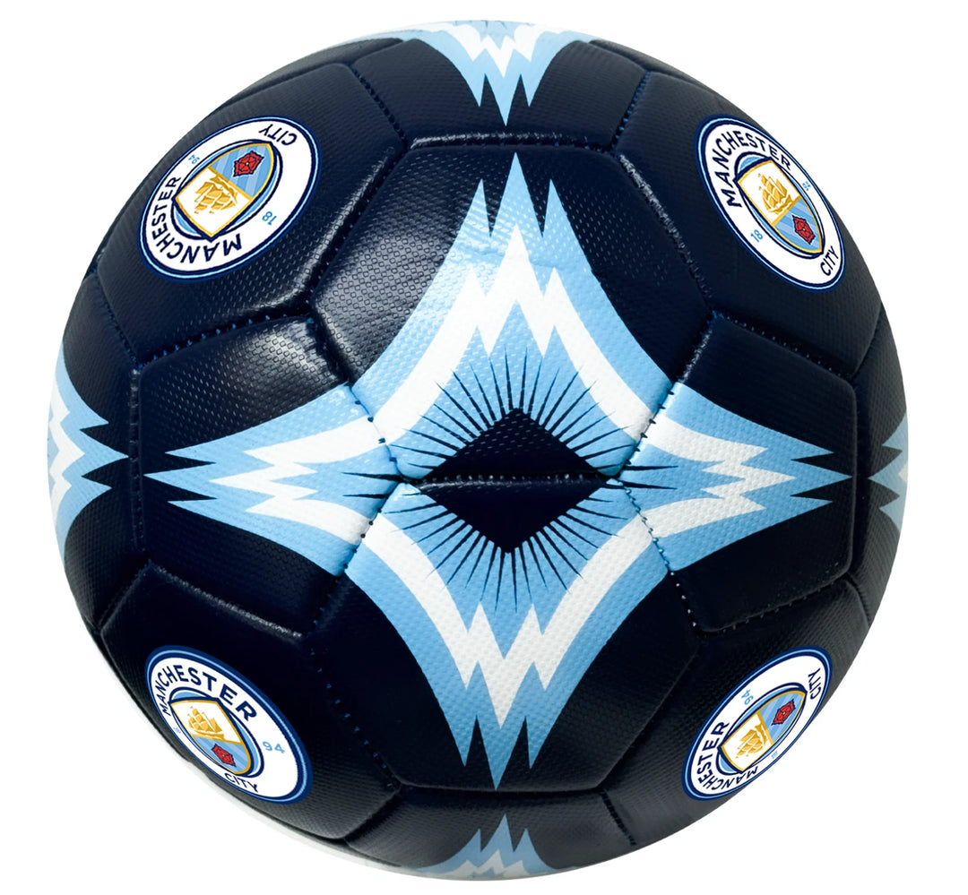 Official Manchester City Crest Soccer Ball - Navy/Sky Blue image 3