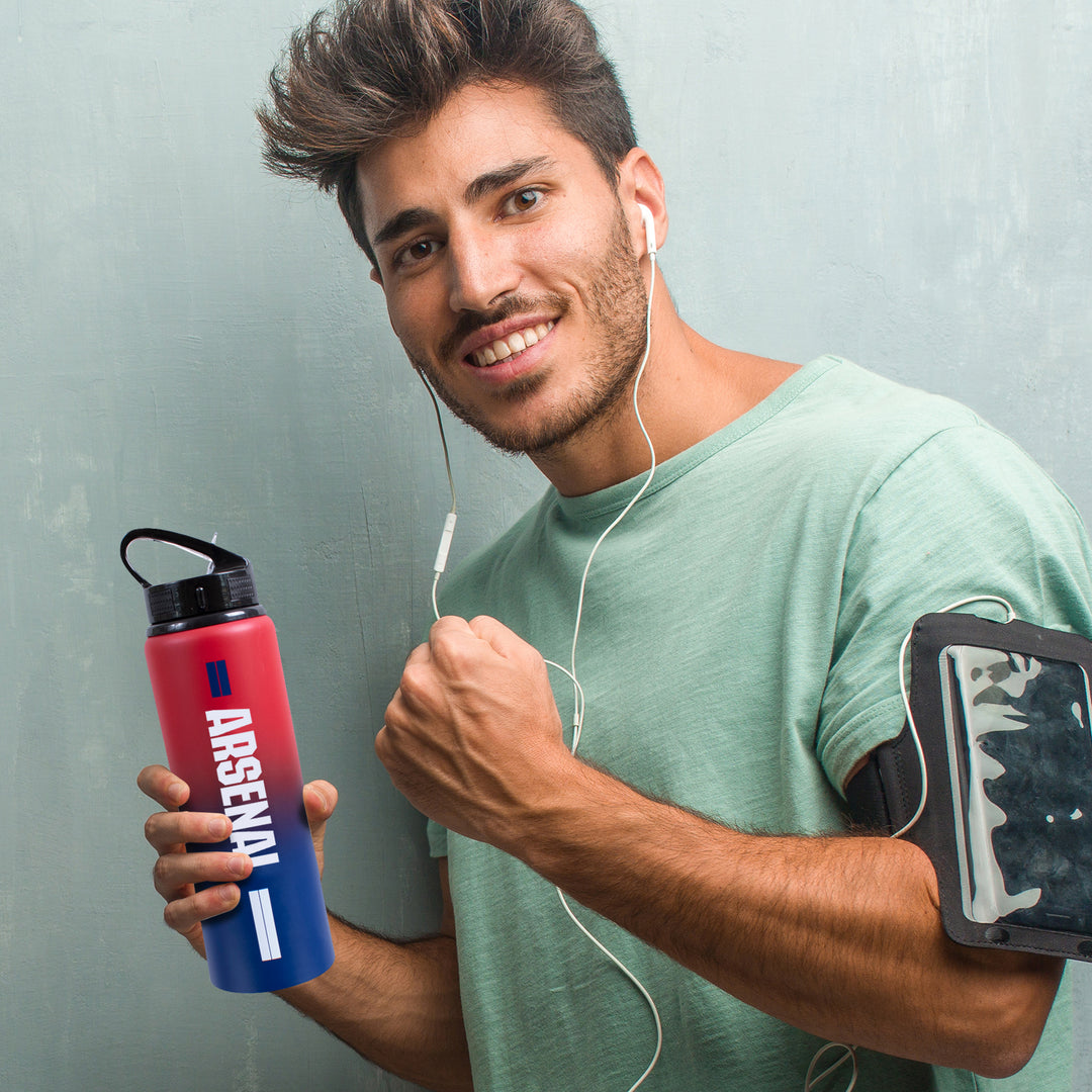 Hy-Pro Arsenal FC Stainless Steel Water Bottle Red Blue Fade Straw Jug 750ml