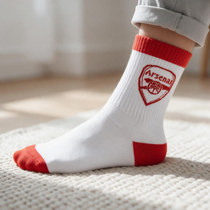 Hy-Pro Arsenal FC 3Pk Mens Crew Socks Official Crest Red White Cotton Size 6-12