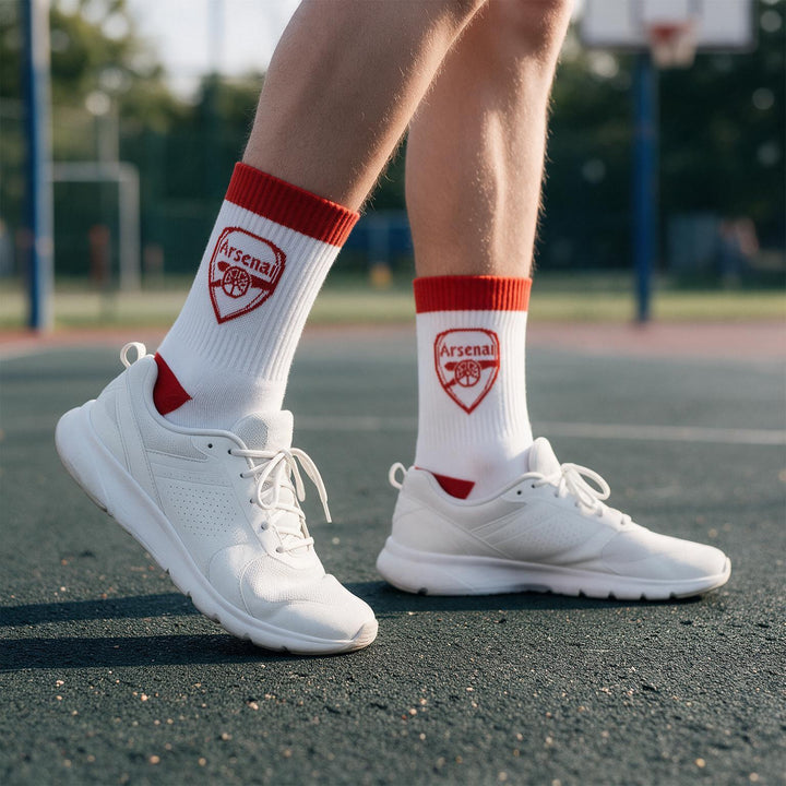 Hy-Pro Arsenal FC 3Pk Mens Crew Socks Official Crest Red White Cotton Size 6-12