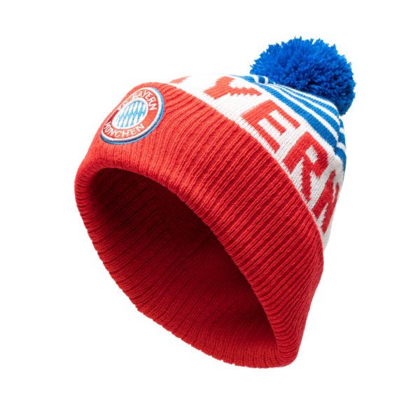 Fan Ink FC Bayern Munich Olympia Pom Beanie | Red &amp; White Bundesliga Knit Hat