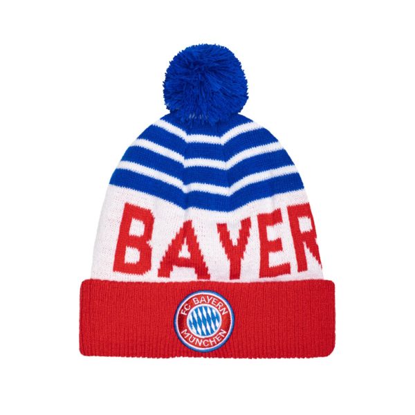 Fan Ink FC Bayern Munich Olympia Pom Beanie | Red &amp; White Bundesliga Knit Hat