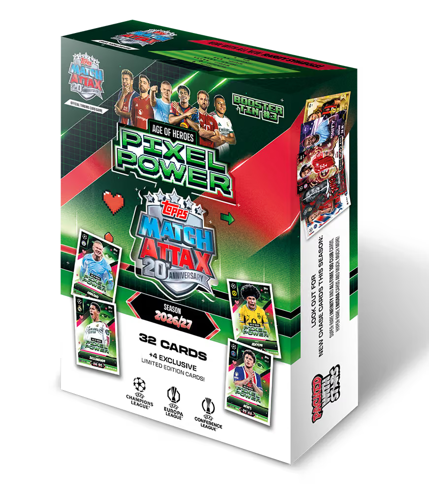 Match Attax 2026/27 Booster Tin – 36 Cards + 4 Exclusive Age of Heroes LEs