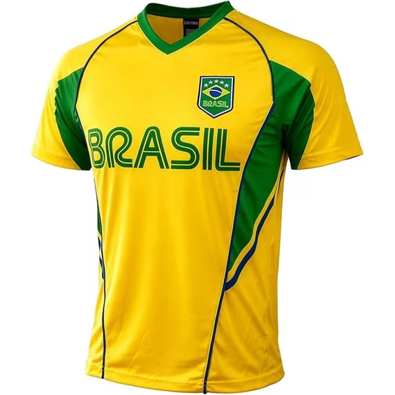 Icon Sports Brazil Flag Soccer Jersey | Yellow &amp; Green World Cup Fan Shirt