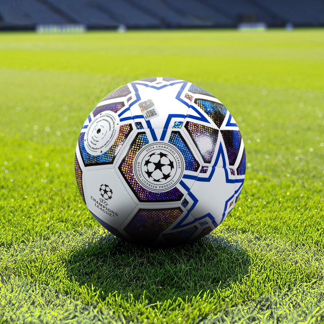 Hy-Pro UEFA Champions League Soccer Ball Size 5 White Purple PVC Metallic Stars