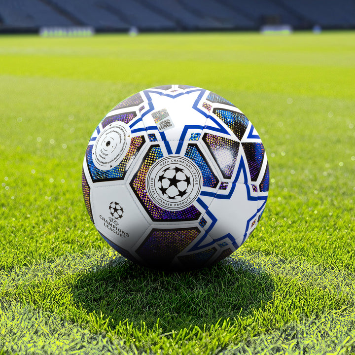Hy-Pro UEFA Champions League Soccer Ball Size 5 White Purple PVC Metallic Stars