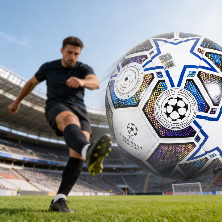 Hy-Pro UEFA Champions League Soccer Ball Size 5 White Blue Black PVC Star Panel
