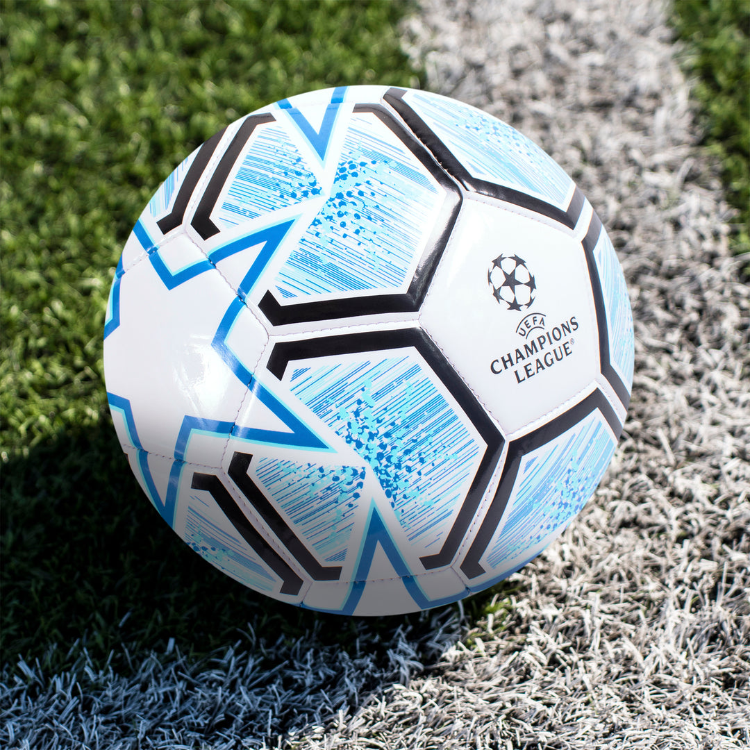 Hy-Pro UEFA Champions League Soccer Ball Size 5 White Blue Black PVC Star Panel