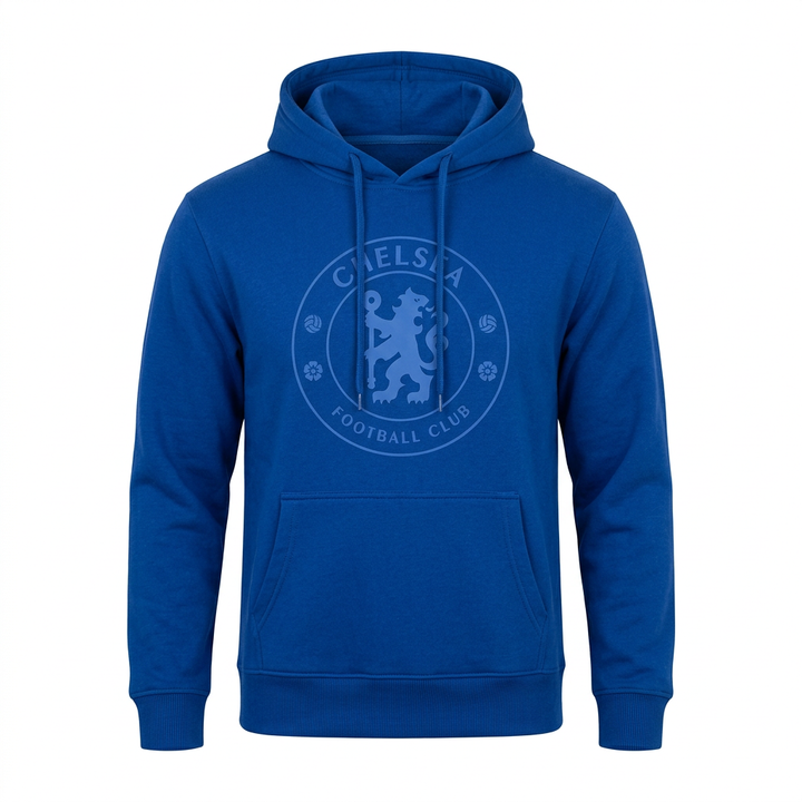 Chelsea FC Hoodie – Blue-on-Blue Tonal Crest Pullover (Youth &amp; Adult Sizes)