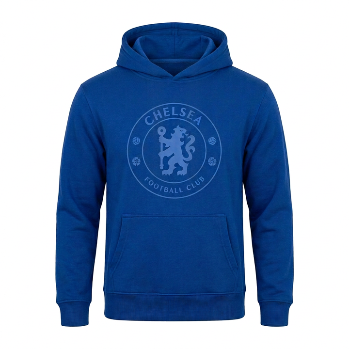 Chelsea FC Hoodie – Blue-on-Blue Tonal Crest Pullover (Youth &amp; Adult Sizes)