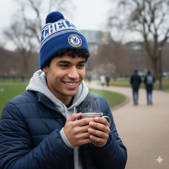 Icon Sports Chelsea FC Official Beanie | Blue EPL Pom Pom Winter Knit Hat OSFM