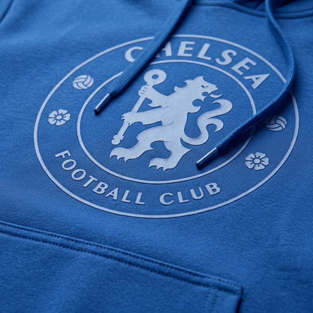Chelsea FC Hoodie – Blue-on-Blue Tonal Crest Pullover (Youth &amp; Adult Sizes)